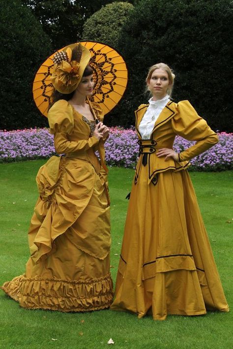 Victorian Evening Dress, Gown Victorian, Belle Epoque Fashion, 1890s Fashion, Costume Tutorial, Yellow Dresses, Clothing Guide, Victorian Costume, Victorian Steampunk