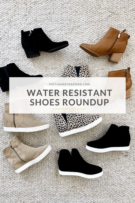 Water Resistant Shoes (That Aren't Rain Boots) MEGA Roundup Water Resistant Boots Woman, Water Proof Shoes Women, Cold Weather Shoes Women, Rainy Shoes, Waterproof Boots Womens, Rain Shoes Women, Tall Tan Boots, Winter Work Shoes, Best Dress Shoes