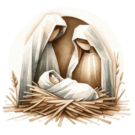 Nativity Tattoo, Nativity Images, Christmas Nativity Images, Jesus In The Manger, Family Icon, The Nativity Scene, Nativity Painting, Christmas Graphic Design, Mary And Joseph