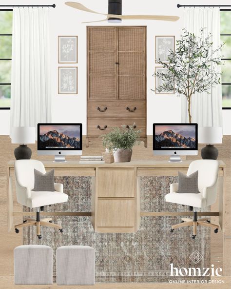 4 Desks In One Office Layout, 2 L Shaped Desk Office Layout, Two Desks In One Office, Double Office Ideas, Double Office Ideas Layout, Double Desk Home Office, Shared Office Space Ideas, Shared Desk, L Shaped Desk Office