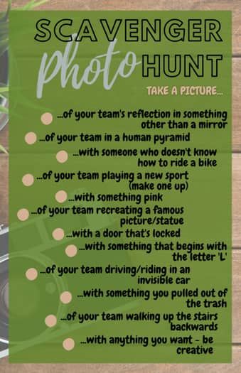 Photo Scavenger Hunt by Resources for Growing Leaders | TPT Team Bonding Scavenger Hunt, Ice Breaker Scavenger Hunt, Teacher Photo Scavenger Hunt, Soccer Scavenger Hunt Ideas, Softball Scavenger Hunt Ideas, Fun Games For Large Groups Of Adults, Small Town Scavenger Hunt, Photo Scavenger Hunt Birthday Party, Softball Games For Practice