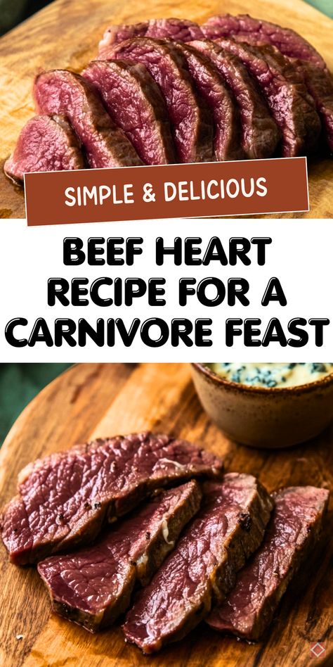 Cook up something special with this juicy beef heart recipe! Perfect for the carnivore diet, this protein-rich dish highlights the tender, flavorful nature of organ meats. Whether you’re new to cooking beef heart or a seasoned pro, this recipe will impress. Save this pin for a satisfying carnivore meal! Crockpot Beef Heart, Smoked Beef Heart Recipes, Beef Organ Recipes, How To Cook Beef Heart, Beef Heart Recipes Slow Cooker, Cow Heart Recipes, Beef Marrow Bones Recipes, Beef Shoulder Recipes, Pig Heart Recipe