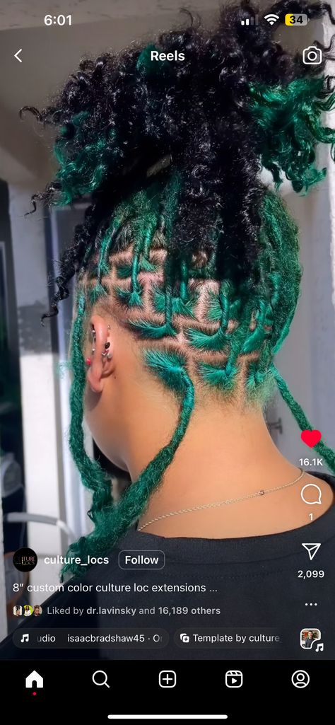 Green Locs Black Women, Locs On Black Women, Green Locs, Locs Black Women, Loc Colors, Locs Hairstyles, Loc Styles, Locs, Forest Green