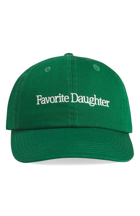 Favorite Daughter Classic Logo Cotton Twill Baseball Cap available at #Nordstrom Funny Baseball Hats, Aesthetic Baseball Caps, Baseball Cap Aesthetic, Baseball Cap Design, Funny Hats, Hat Ideas, Favorite Daughter, Next Fashion, Closet Fashion