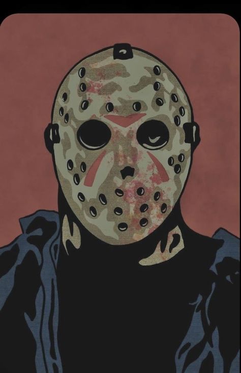 Simple Horror Art, Jason Wallpaper Horror, Jason Voorhees Painting, Horror Movie Characters Drawing, Jason Painting, Jason Voorhees Drawing, Jason Drawing, Jason Voorhees Wallpaper, Jason Voorhees Art