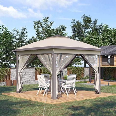 330cm x 330cm Pop Up Gazebo, Double Roof Foldable Canopy Tent with Zippered Mesh Sidewalls, Height Adjustable and Carrying Bag, Event Tent for Patio Garden Backyard Portable Gazebo, Tent Canopy, Outdoor Sitting Area, Gazebo Tent, Instant Canopy, Sun Shelter, Pop Up Canopy Tent, Shelter Tent, Event Tent