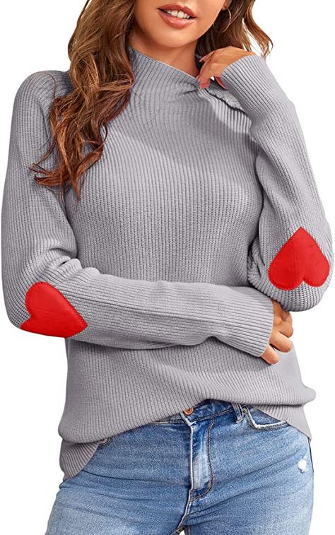 FERBIA Women Turtleneck Sweater Oversize Heart Slouchy Chunky Pullover Baggy Batwing Knit Cute Loose Fall Cozy Comfy Top Women Turtleneck, Casual Turtleneck, Oversized Turtleneck Sweater, Turtle Neck Jumper, Ladies Turtleneck Sweaters, Sweater Oversize, Womens Turtleneck, Comfy Tops, Chunky Knits Sweater