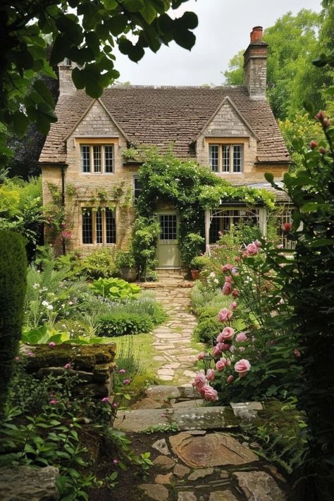 And All Shall Be Well English Style Home Exterior, English Country Cottage Exterior, Reading Cabin, English Country House Exterior, House Manifestation, Secret Garden Ideas, Stone Cottage Homes, English Countryside Home, Country House Exterior