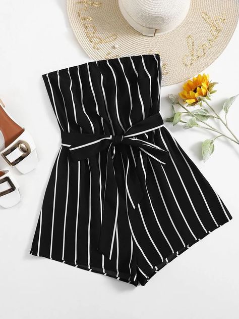 Black High-waisted Pajama Shorts For Summer, Summer Off-shoulder Ruffled Jumpsuits And Rompers, Casual Striped High-waisted Pajama Shorts, Forever 21 High-waisted Beach Shorts, Jogger Pants Style, Forever 21 Ruffled Sundress, Tube Romper, Black And White Shorts, Short Playsuit