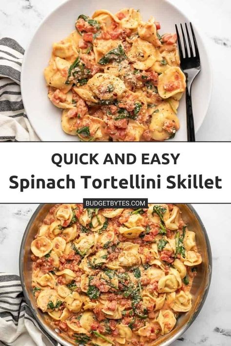 Easy Vegetarian Tortellini Recipes, Trader Joes Spinach Tortellini Recipes, Tortellini Pasta With Spinach, Tortellini Sausage Spinach Recipes, Spinach And Tortellini Casserole, Tortellini Recipes Spinach Tomato, Tortellini Spinach Bake, Veggie Tortellini Recipes, Cheesy Bacon And Spinach Tortellini Casserole