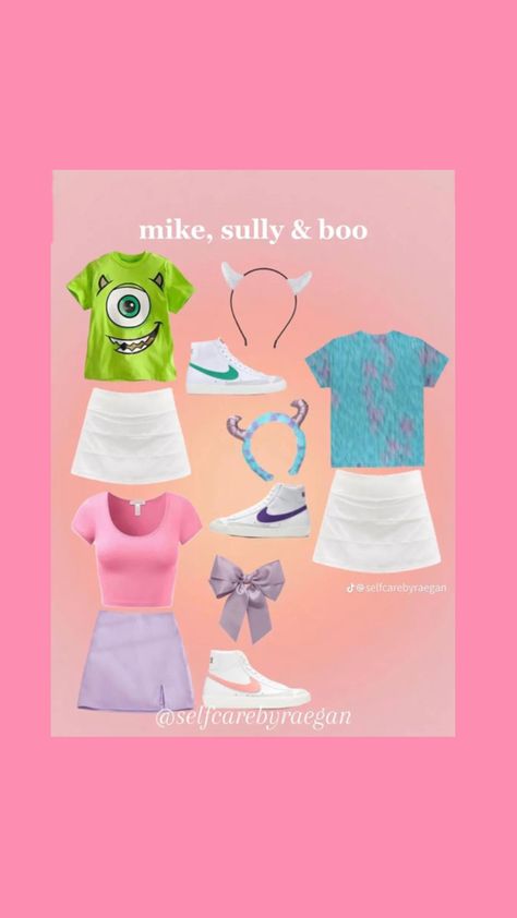 Mike Sully And Boo Costumes, Mike Sully And Boo, Preppy Costumes, Mike And Sully Costume, Sully And Boo Costume, Sully Costume, Sully And Boo, Boo Costume, Mike And Sully