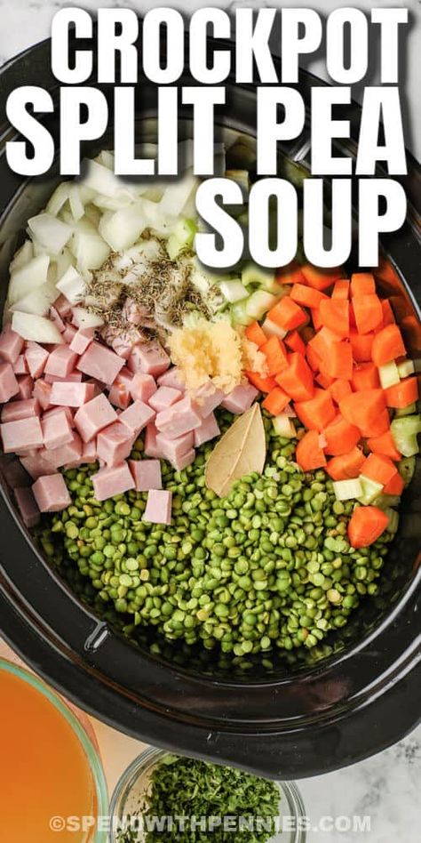 Pea Soup Crockpot, Crockpot Split Pea Soup, Split Pea Soup Crockpot, Warm Soup Recipes, Best Crockpot, Split Pea Soup Recipe, Pea And Ham Soup, Split Peas, Soup Healthy