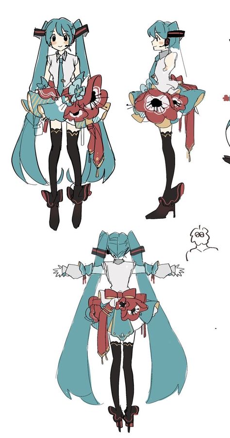 Miku Different Outfits, Miku Outfits Art, Hatsune Miku Design, Miku Design, Miku Outfits, Hatsune Miku Outfits, Miku Hatsune Vocaloid, Vocaloid Characters, Art Manga