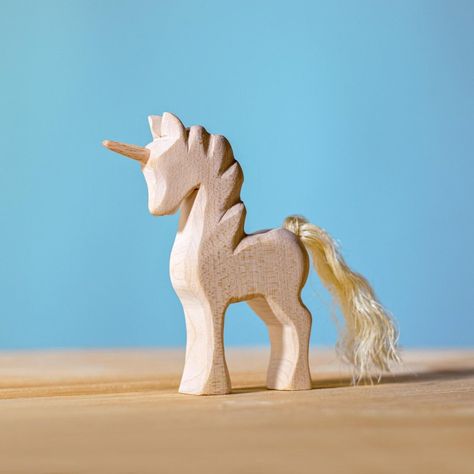 BumbuToys Wooden Mythical Creature - Unicorn Foal - Natural Wooden Unicorn, Encaustic Wax Art, Wax Art, National Animal, Traditional Toys, Organic Oils, Soft Toy Animals, Baby Unicorn, Unicorn Toys