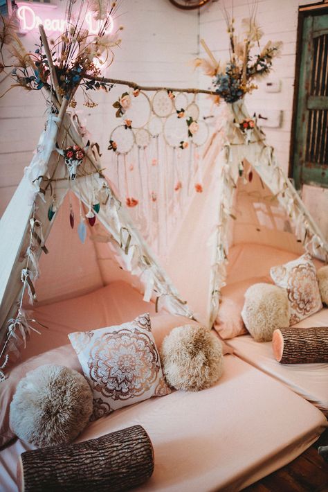 Boho Themed Teepees from a Rustic Boho Sweet 16 Sleepover Party on Kara's Party Ideas | KarasPartyIdeas.com (23) 16 Sleepover Party, Boho Birthday Party Ideas, Boho Sweet 16, Sweet 16 Sleepover, Slumber Party Birthday, Boho Birthday Party, Teepee Party, Rustic Birthday, Girl Sleepover