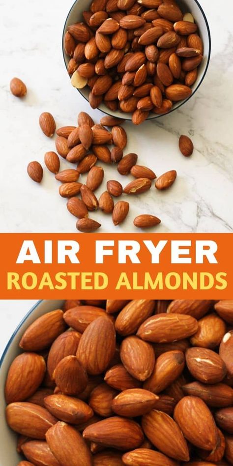 Take your bag of plain almonds to the next level by dry roasting them in the air fryer.  Air Fryer Roasted Almonds make a great snack on their own, or can be used for salad toppers or even dipped in chocolate!  Roasting almonds in your air fryer couldn't be easier.  Let me show you. Roasting Almonds, Roasted Almonds Recipe, Almonds Roasted, Air Fryer Recipes Low Carb, Air Fryer Recipes Breakfast, Almonds Recipe, Hungry Eyes, Salad Toppers, Scrumptious Food