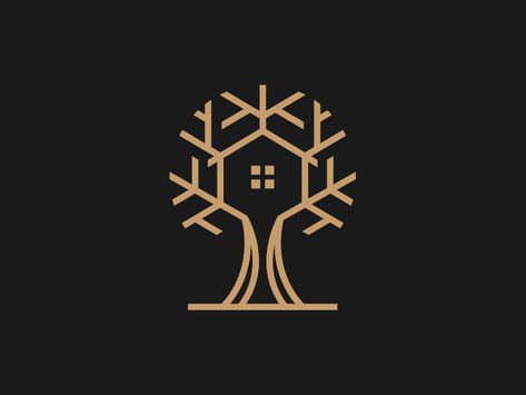 Tree House Logo by Ashraful Islam Tree House Logo, Gold Graphic Design, Logo Tree, Minimalist Tree, Logos Vintage, Rustic Logo, Tree Logo Design, Wood Logo, Warehouse Design