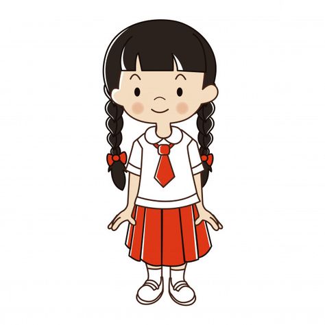 Thai girl in student uniform illustratio... | Premium Vector #Freepik #vector #school #people #girl #character Buldak Recipe, People Animation, Uniform Illustration, Orla Infantil, Teacher Picture, Student Uniform, Student Picture, Student Cartoon, Student Photo