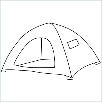 How To Draw Scenery step by step - Easydrawings.net How To Draw A Tent Easy, Tent Camping Drawing, Doodle Scenery, Tent Drawing, Tent Template, Draw Scenery, Camper Quilt, Kids Pillow, Film Logo