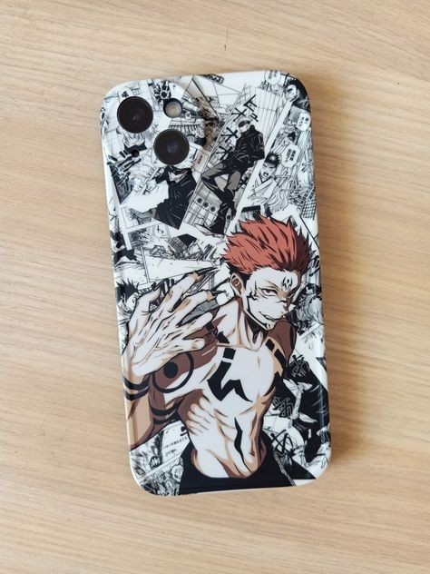 Anime Mobile Cover, Anime Case Design, Sukuna Phone Case, Custom Phone Cases Ideas, Sukuna Gojo, Gojo Itadori, Pokemon Phone Case, Aesthetic Cases, Manga Phone Case