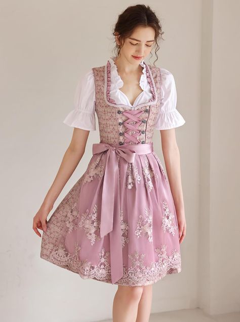 EIISSION Women's Dirndl Midi Costume Dress Including Costume Skirt Dirndl Blouse Dirndl Apron German Dress for Oktoberfest Pink, pink : Amazon.de: Fashion Octoberfest Outfits, Dirndl Dress Traditional, German Traditional Dress, Oktoberfest Woman, Oktoberfest Dress, Dirndl Blouse, Customer Service Gifts, Dirndl Dress, Women Midi