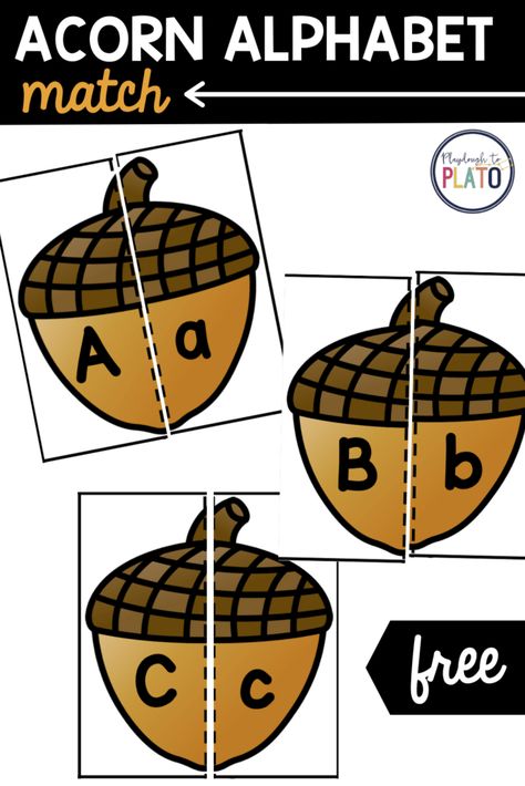 Acorn Writing, Harvest Activities, Name Activities Preschool, Alphabet Letter Matching, Abc Centers, Literacy Activities Preschool, Playdough To Plato, Alphabet Centers, Abc Phonics