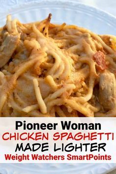 Pioneer Woman Chicken Spaghetti, Ww Pasta, Weight Watchers Pasta, Pioneer Woman Chicken, Weight Watchers Casserole, Ww Dinner, Weight Watchers Meals Dinner, Chicken Spaghetti Casserole, Chicken Spaghetti Recipes