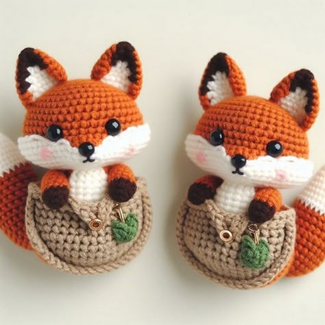 Fox Crochet Pattern Free, Crochet Fox Pattern Free, Amigurumi Fox Pattern, Fox Amigurumi, Amigurumi Patterns Free, Fox Crochet, Crochet Pocket, Crocheted Fox Pattern, Amigurumi Fox