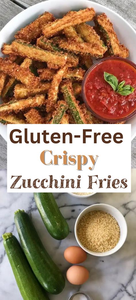 Gluten Free Zucchini Fries, Gluten Free Fries, Gluten Free Zucchini Recipes, Crispy Zucchini Fries, Crispy Zucchini, Gluten Free Panko, Crispy Fries, Gluten Free Sides, Free Lunch