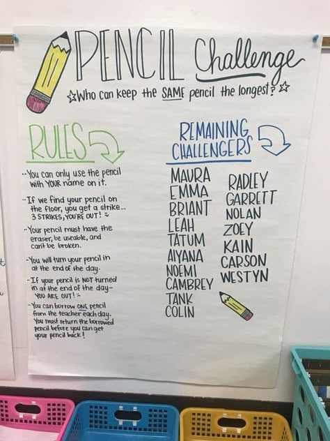 Cause I Ain’t Got A Pencil, Class Pencil Management, Pencil Ideas For The Classroom, Great Pencil Challenge, Pencil Wars Classroom, Questioning In The Classroom, Pencil Organization Classroom, Pencil Challenge Classroom, Classroom Pencil Management