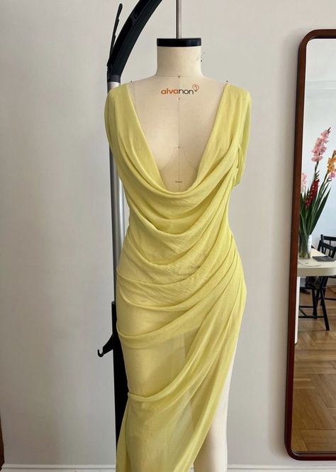 Sum Dresses, Knit Dresses, Indian Designer Outfits, Gala Dresses, Draped Dress, Glam Dresses, Yellow Fashion, Cute Summer Outfits, High Fashion Street Style