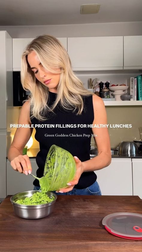 Emily English (@emthenutritionist) • Instagram photos and videos Green Goddess Chicken, Chicken Prep, Emily English, Jacket Potatoes, White Cabbage, Prep Meals, Goddess Dressing, Small Cucumber, Green Goddess Dressing