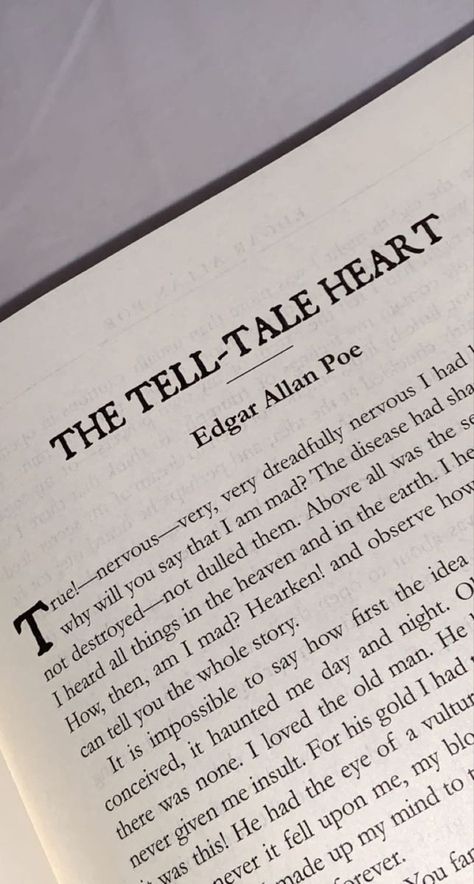 Edgar Allen Poe Book Aesthetic, Edgar Allan Poe Tell Tale Heart, A Tell Tale Heart, Edgar Allen Poe Tell Tale Heart, Tell Tale Heart Tattoo, The Tell Tale Heart Edgar Allan Poe, Edgar Allan Poe Aesthetic Wallpaper, Tell Tale Heart Aesthetic, Gothic Literature Books