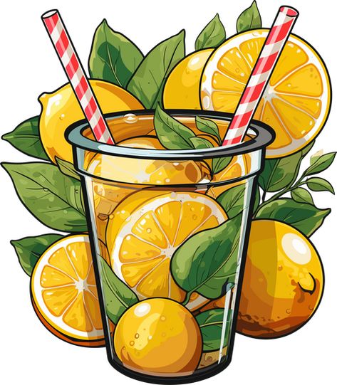 Summer lemonade Lemonade Trailer, Lemonade Art, Beverage Ads, Cute Cartoon Food, Fruit Doodle, Lemonade Illustration, Fruit Tattoo, Summer Lemonade, Mint Lemonade