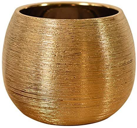 ornerx Electroplate Ceramic Succulents Planters Pot Golden Gold Planter, Ceramic Succulent, Countertop Surfaces, Cerámica Ideas, Wire Drawing, Flower Pot Garden, Gold Vases, Ceramic Flower Pots, Ceramic Plant Pots