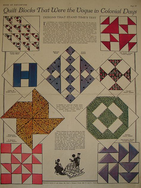 All sizes | Colonial quilt blocks, via Flickr. Colchas Quilting, Vintage Quilts Patterns, Sampler Quilts, Quilt Festival, Nine Patch, Old Quilts, Block Patterns, Antique Quilt, Diy Quilt