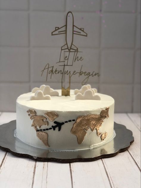 Adventure Baby Shower Cake, Adventure Baby Shower Theme, Baby Reveal Cakes, Travel Baby Showers, Travel Cake, Adventure Baby Shower, Vintage Baby Shower, Travel Baby, Let The Adventure Begin