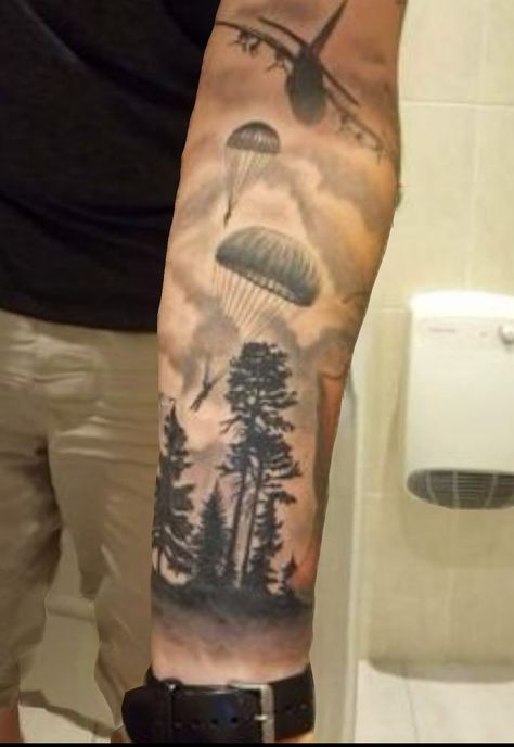 Tattoo Ideas For Soldiers, Army Tattoos For Men, Ww2 Tattoo, 82nd Airborne Tattoo, Igy6 Tattoo Military, Airborne Tattoos, Military Tattoo, Military Tattoos For Men, Airborne Army