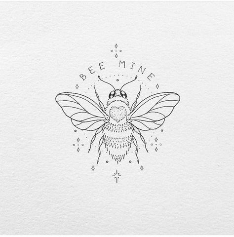 Mine Tattoo, Bee Sketch, Tattoo Font Styles, Honey Bee Tattoo, Bumble Bee Tattoo, Bee Drawing, Single Needle Tattoo, Bug Tattoo, Tattoo Zeichnungen