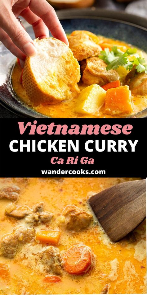 Dinner Chicken Crockpot, Ca Ri Ga, Crockpot Shredded Chicken Tacos, Chicken Curry With Coconut Milk, Easy Vietnamese Recipes, Curry With Coconut Milk, Vietnamese Chicken, Khmer Food, Viet Food