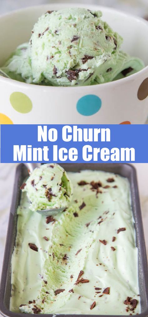 No Churn Mint Chocolate Chip Ice Cream - super creamy mint chocolate chip ice cream that you can make in minutes, no ice cream maker required! Mint Chocolate Desserts, Mint Desserts, Mint Chocolate Ice Cream, Weight Watcher Desserts, Mint Chocolate Chip Ice Cream, Mint Ice Cream, Mint Chocolate Chip, Chocolate Chip Ice Cream, Dessert Aux Fruits