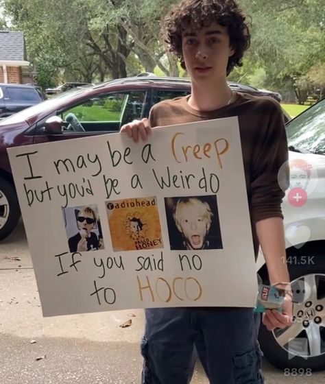 bur im a creep… Im a weirdooo… — not my image Radiohead Promposal, Im A Creep Im A Weirdo, Im Weird, Michael Cera, Hoco Proposals, Radiohead, Silly Me, Doja Cat, Really Funny Pictures