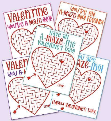 Unique Valentines Cards, Valentines Puzzles, Valentines Bricolage, Printable Mazes, Heart Kids, Printable Valentines Day Cards, Diy School, Printable Valentines Cards, Printable Valentines