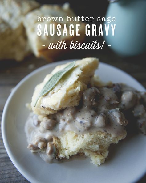 Biscuits And Gravy Photography, Sage Gravy Recipe, Sausage Gravy With Sage, Sage Sausage Gravy, Turkey Sausage Gravy, Sage Gravy, Pork Breakfast, Biscuits Breakfast, Breakfast Feast