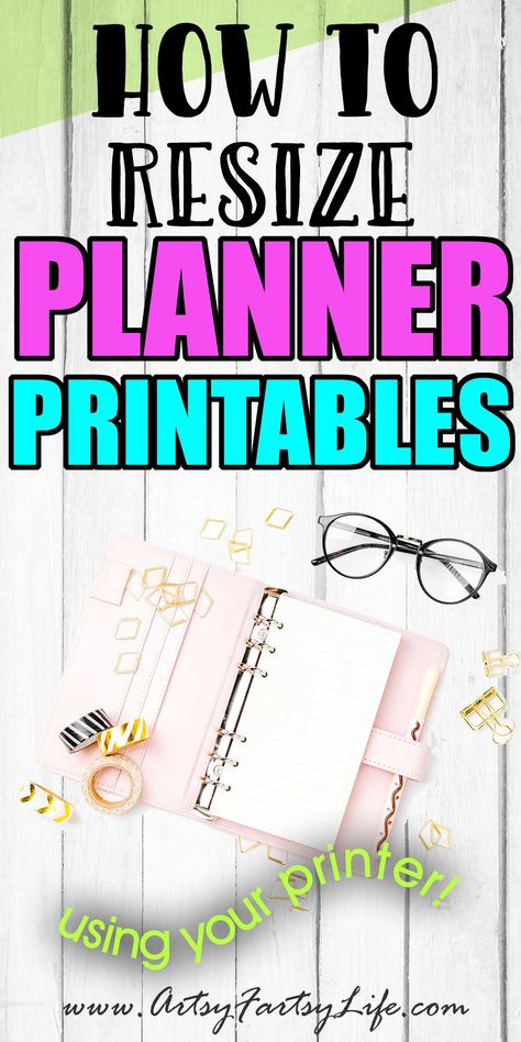 If you are downloading planner cover or dashboard printables and need to resize them to print out correctly for your planner type, this is the guide for you! Tips and ideas for how to use your printer settings to print out planner printables. How To Make A Planner, A5 Planner Printables Free, Diy Planner Printables, Diy Planner Ideas, Planner Page Ideas, Planners Printables, A5 Planner Printables, Leather Planner Cover, How To Make Planner