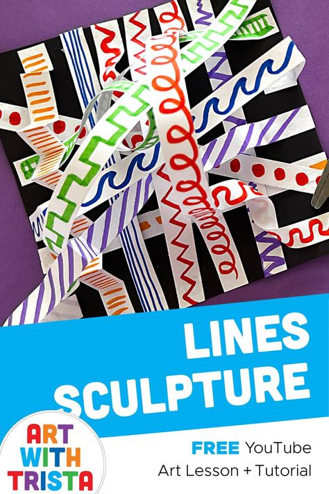 Make a simple sculpture using paper strips and a variety of lines. This art lesson is perfect for primary elementary art students. Simple Sculpture, Paper Sculpture Art, Line Art Lesson, Line Sculpture, City School, Paper Art Sculpture, Virtual Classroom, Cool Projects, Primary Students