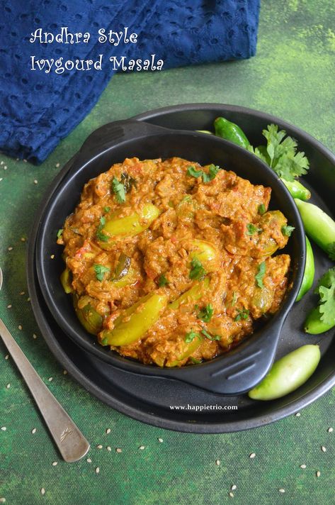 Ivy Gourd, Andhra Recipes, Veg Curry, Indian Curries, Aloo Gobi, Veg Dishes, Indian Curry, Masala Recipe, South Indian Food