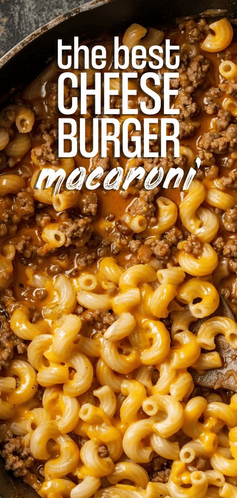 One Pot Cheeseburger Macaroni [30 Minutes] – Chasety Hamburger Meat And Mac And Cheese, Cheese Burger Macaroni Easy Recipes, Easy Big Dinners, Hamburger Macaroni And Cheese, One Pot Hamburger Pasta, Hamburger Helper Mac And Cheese, Homemade Cheeseburger Mac, Bacon Cheeseburger Macaroni, Easy Hamburger Mac And Cheese