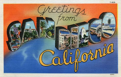 San Diego, CA Vintage Postcards Travel, California Poster, Art Print Display, California Art, Postcards For Sale, San Diego California, Post Card, Vintage Postcard, Post Cards