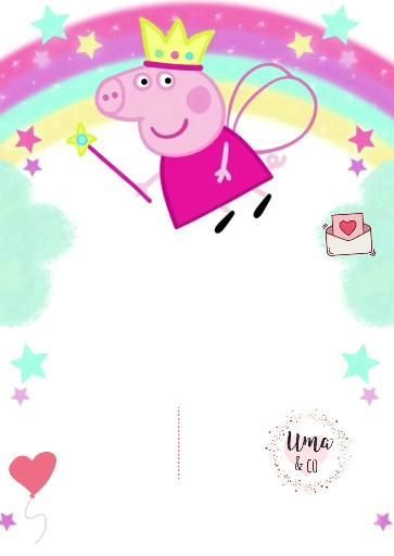 Peppa Pig Invitations, Peppa Pig Birthday Invitations, Rainbow Invitations, Bday Invitations, Peppa Pig Birthday, Peppa Pig, Sofia, Birthday Invitations, Baby Shower